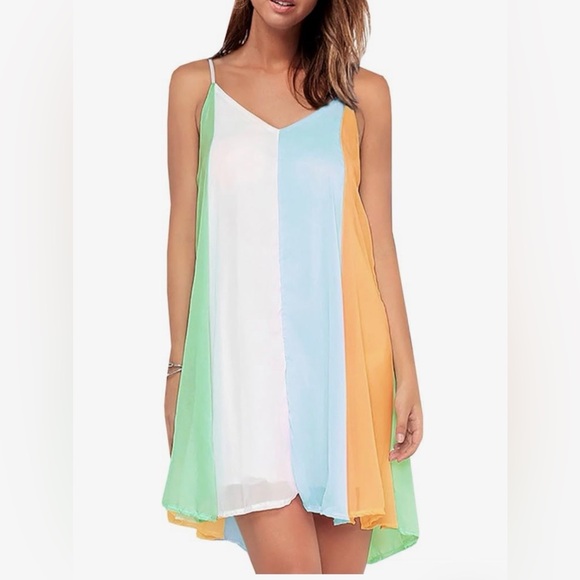 Colorful Striped Sleeveless Dress - Picture 2 of 2